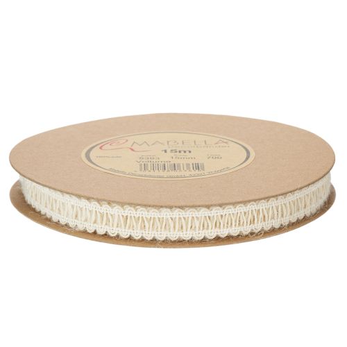 Artikel Dekorativt juteband, naturligt presentband, krämvitt, 15mm x 15m