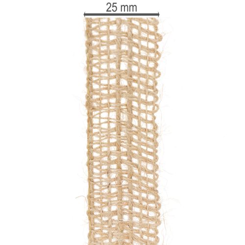 Artikel Dekorativt juteband, naturligt, 25 mm; juteband; rustikt presentband, 10 m