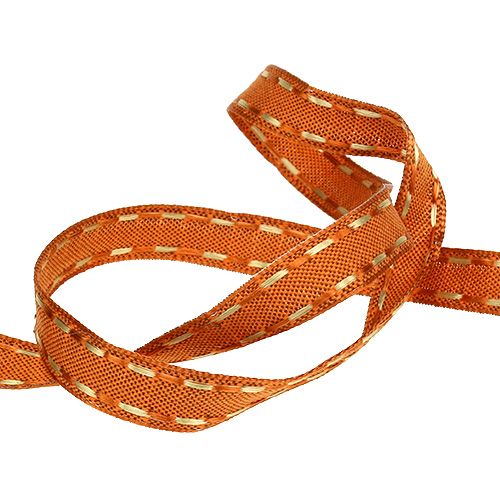 Floristik24 Dekorativ tejp orange med trådkant 15mm 15m