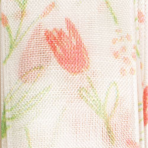 Artikel Presentband med tulpanmönster, kreativt för speciella tillfällen och säsongsbetonad dekoration, 2,5 cm brett, 18 m långt