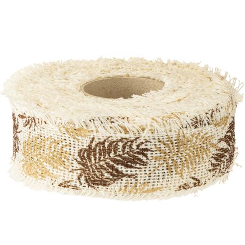 Artikel Dekorativt band tropiska löv bomullsband brunt 30mm 15m