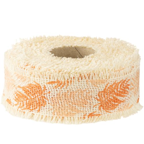 Artikel Dekorativt band löv regnskog bomullsband orange 30mm 15m