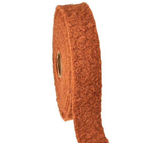 Dekorativt band rödbrunt brett tygband ullliknande 40mm 8m