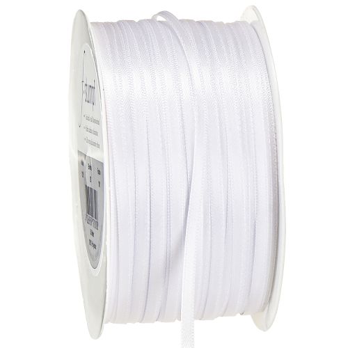 Dekorativt band satinband vitt dubbelt satinband 3mm 50m