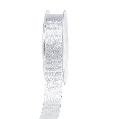 Floristik24 Dekorband silver med glimmer 25mm 20m