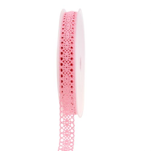Dekorationsband spets 16mm 20m rosa