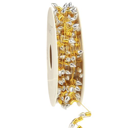 Artikel Dekorationsband Julljuskedja guld silver B12mm L5m