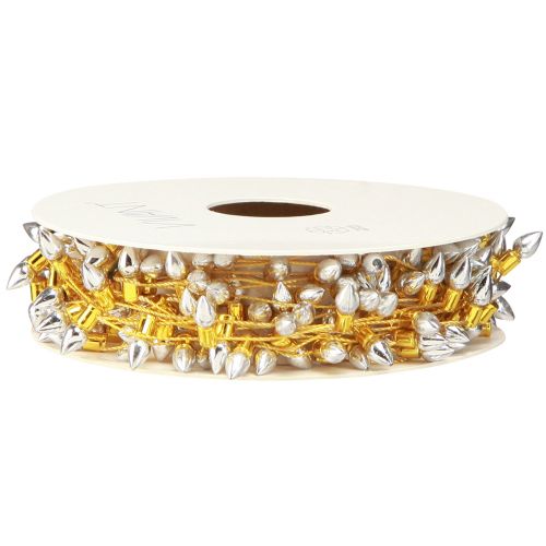 Artikel Dekorationsband Julljuskedja guld silver B12mm L5m