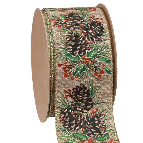 Floristik24 Dekorationsband Julkottar brett presentband natur 60mm 10m