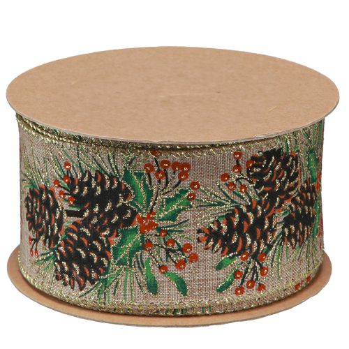 Floristik24 Dekorationsband Julkottar brett presentband natur 60mm 10m