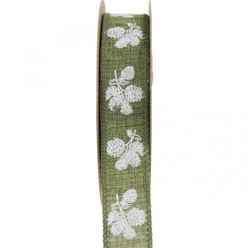Floristik24 Dekorband Julkottar presentband grönt 25mm 15m
