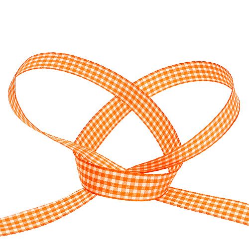 Artikel Dekorativt band rutigt i orange 1,5 cm 20 m