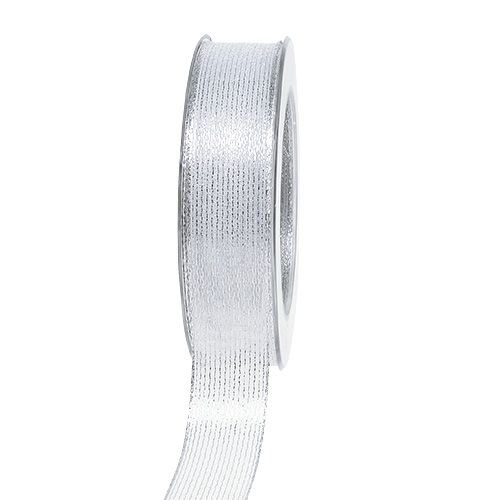 Dekorationsband med lurexränder silver 25mm 20m köpa | Floristik24.se