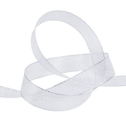 Dekorationsband med lurexränder silver 25mm 20m | Floristik24.se