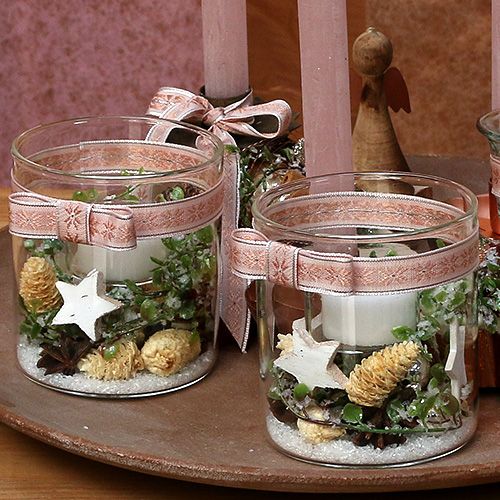 Floristik24 Dekorativ tejp med mönsterrosa 15mm 20m