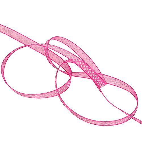Artikel Dekorationsband med prickar rosa 7mm 20m