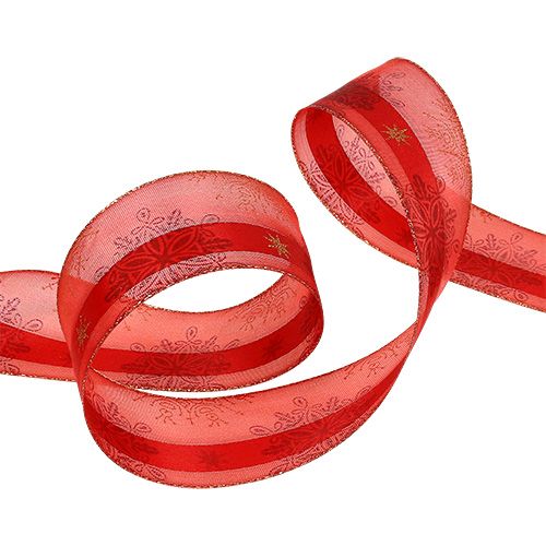 Floristik24 Dekorativt band med formstabilt kantrött 40mm 20m