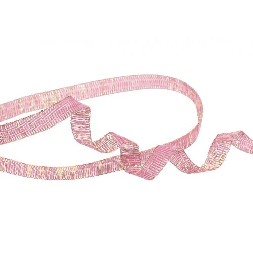 Floristik24 Dekorativt band dusky pink med guld lurex trådförstärkt 10mm 20m