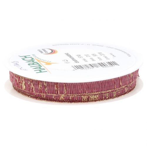Floristik24 Dekorativt band dusky pink med guld lurex trådförstärkt 10mm 20m