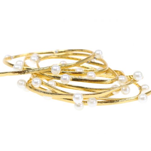 Floristik24 Dekorativt band guld med pärlor 10mm 8m