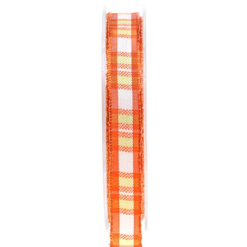 Floristik24 Dekorativ bandkontroll med trådkant orange 15mm L20m