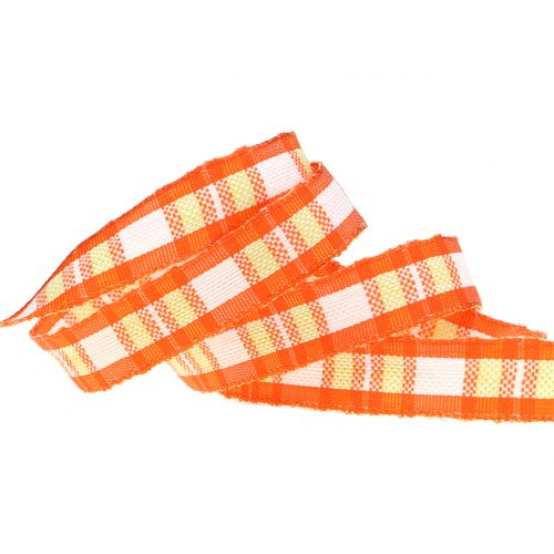 Floristik24 Dekorativ bandkontroll med trådkant orange 15mm L20m