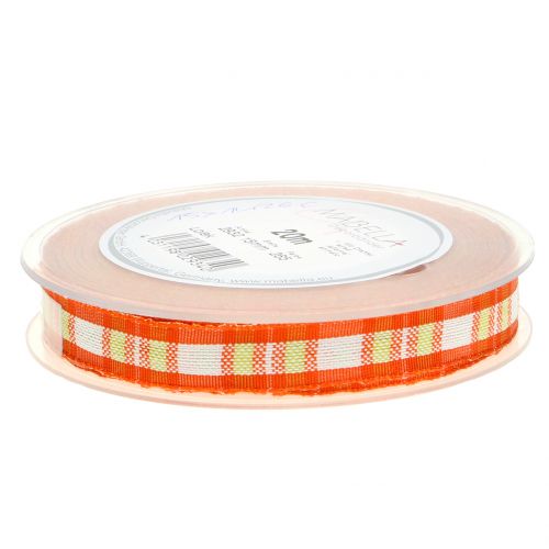 Floristik24 Dekorativ bandkontroll med trådkant orange 15mm L20m