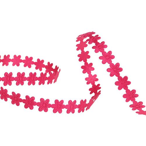 Artikel Dekorband rosa med blomma 1cm 20m
