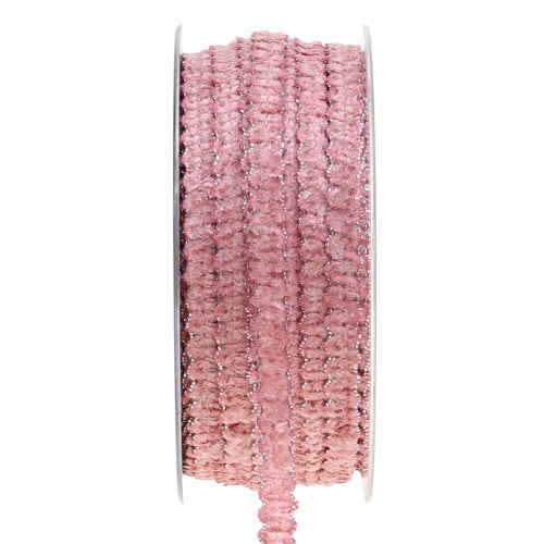 Floristik24 Dekorativ band sammet ser rosa 10mm 20m