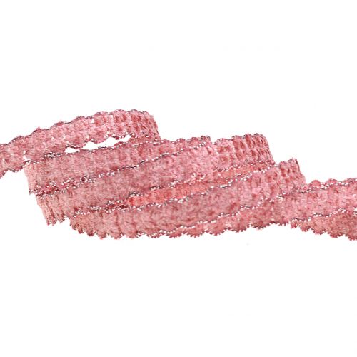 Floristik24 Dekorativ band sammet ser rosa 10mm 20m