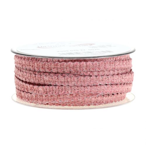 Floristik24 Dekorativ band sammet ser rosa 10mm 20m