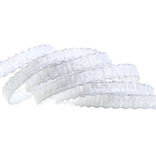 Floristik24 Dekorativ band sammet optisk vit 10mm 20m