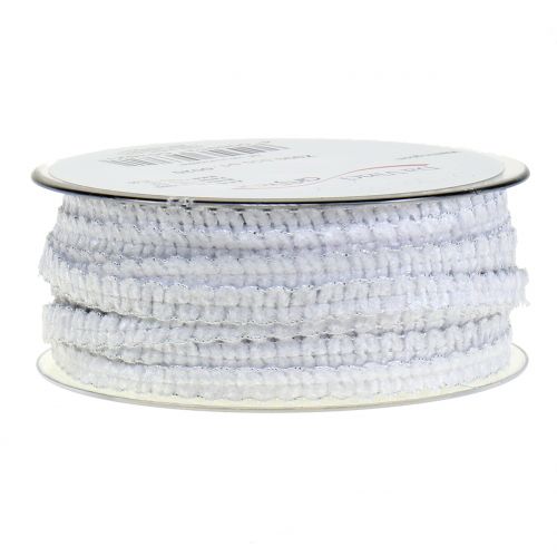 Floristik24 Dekorativ band sammet optisk vit 10mm 20m