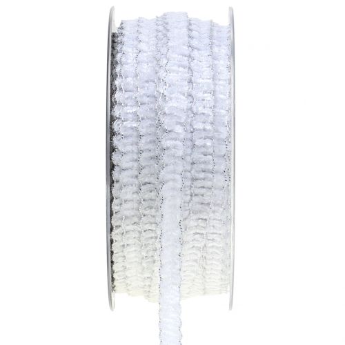 Floristik24 Dekorativ band sammet optisk vit 10mm 20m