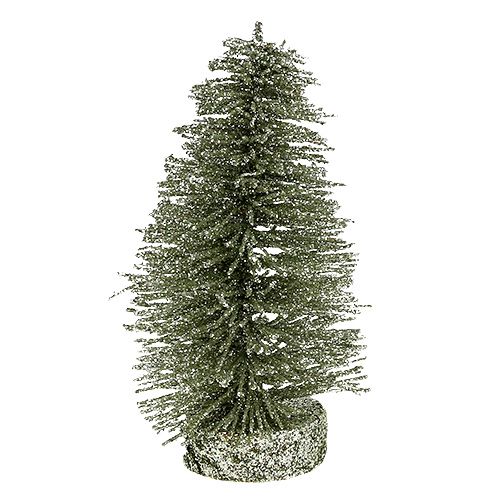 Artikel Dekorativa träd glittrade silver, ljusgröna H14cm 4st