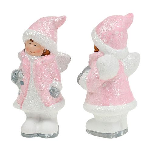 Floristik24 Dekorativ figur ängel-flicka ljusrosa 11 cm 2st