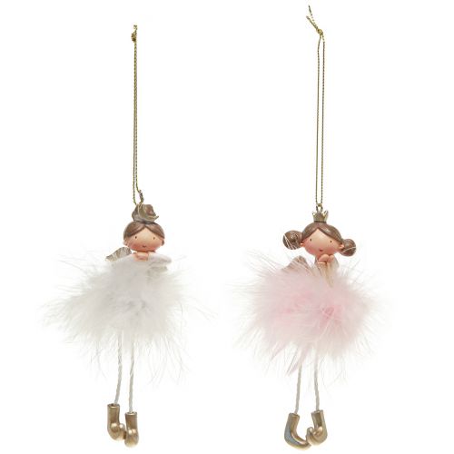 Floristik24 Dekorativ figur ängelprinsessa Julgransdekoration vit, rosa 12cm 2 st