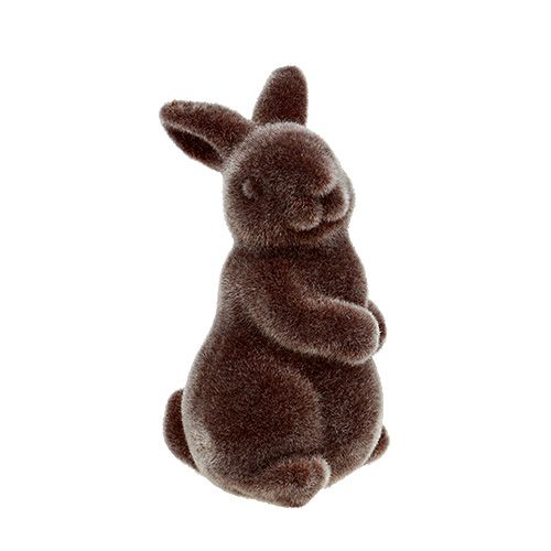 Floristik24 Dekorativ figur kanin flockade 7 cm brun 1 st