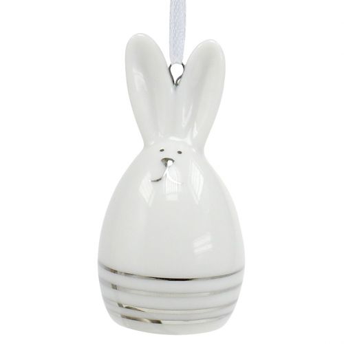 Artikel Dekorativ figur kanin att hänga vit, silver 6st