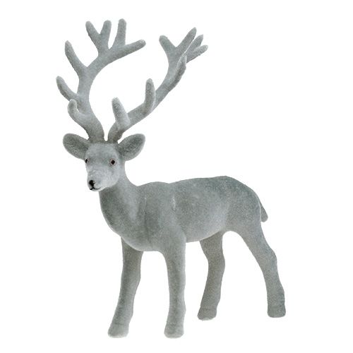 Floristik24 Dekorativ figur hjort flockade grå 22 cm 3st