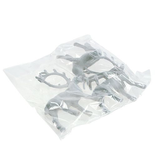 Floristik24 Dekorativ figur hjort flockade grå 22 cm 3st