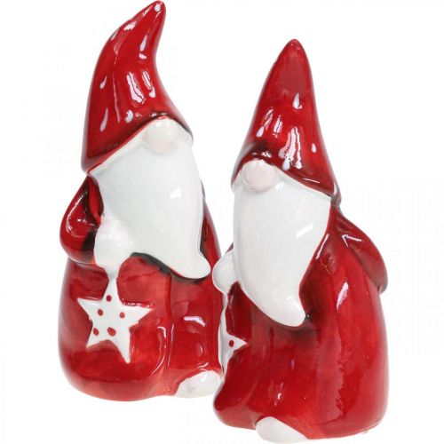 Floristik24 Jultomtefigur Nicholas röd, vit keramik H13,5cm 2st