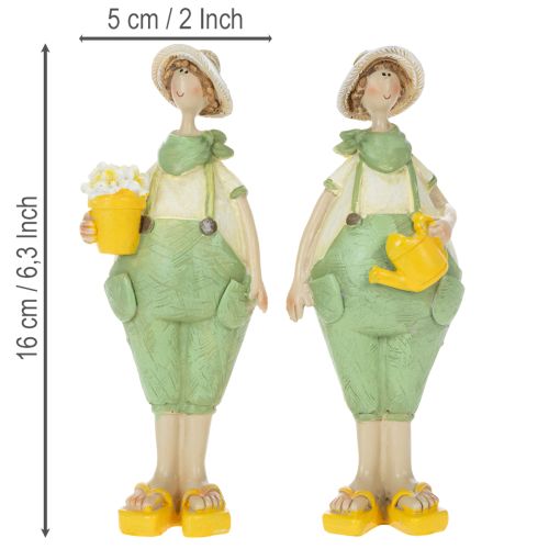 Dekorativa trädgårdsfigurer, borddekoration, sommar, grön/gul, 16,5 x 5,5 cm, 2 stycken | Floristik24.se