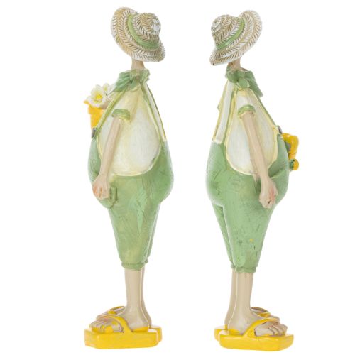 Dekorativa trädgårdsfigurer, borddekoration, sommar, grön/gul, 16,5 x 5,5 cm, 2 stycken | Floristik24.se