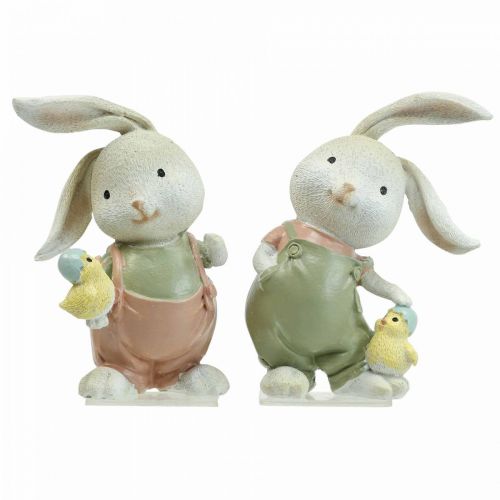 Floristik24 Deco figurer deco kanin kanin barn med kycklingar H11cm 2st