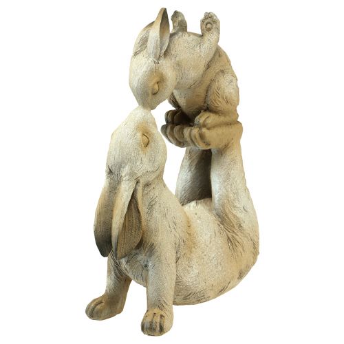 Artikel Dekorativa figurer mamma kanin med barn kanin grå brun H35cm