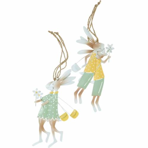 Floristik24 Decofigurer kaniner, metalldekor, påskharar att hänga upp, vårdekoration 4st