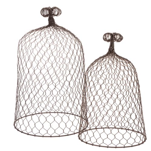 Dekorativ metallklocka, klätterhjälp, ståltrådshuv, brun, rostfri yta, H50/41cm Ø30/25cm, set om 2 köpa | Floristik24.se