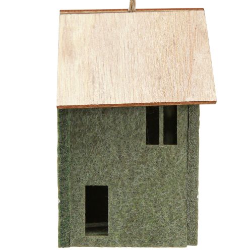Artikel Dekorativ hängare filt dekorationshus grön natur 6cmx8cmx11cm 4 st