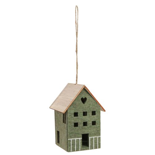 Artikel Dekorativ hängare filt dekorationshus grön natur 6cmx8cmx11cm 4 st
